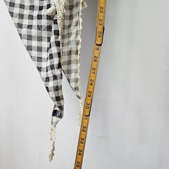 Pimkie Boho Layered Scarf Shawl Wrap Black Ivory Floral Check Tassel - Picture 10 of 12